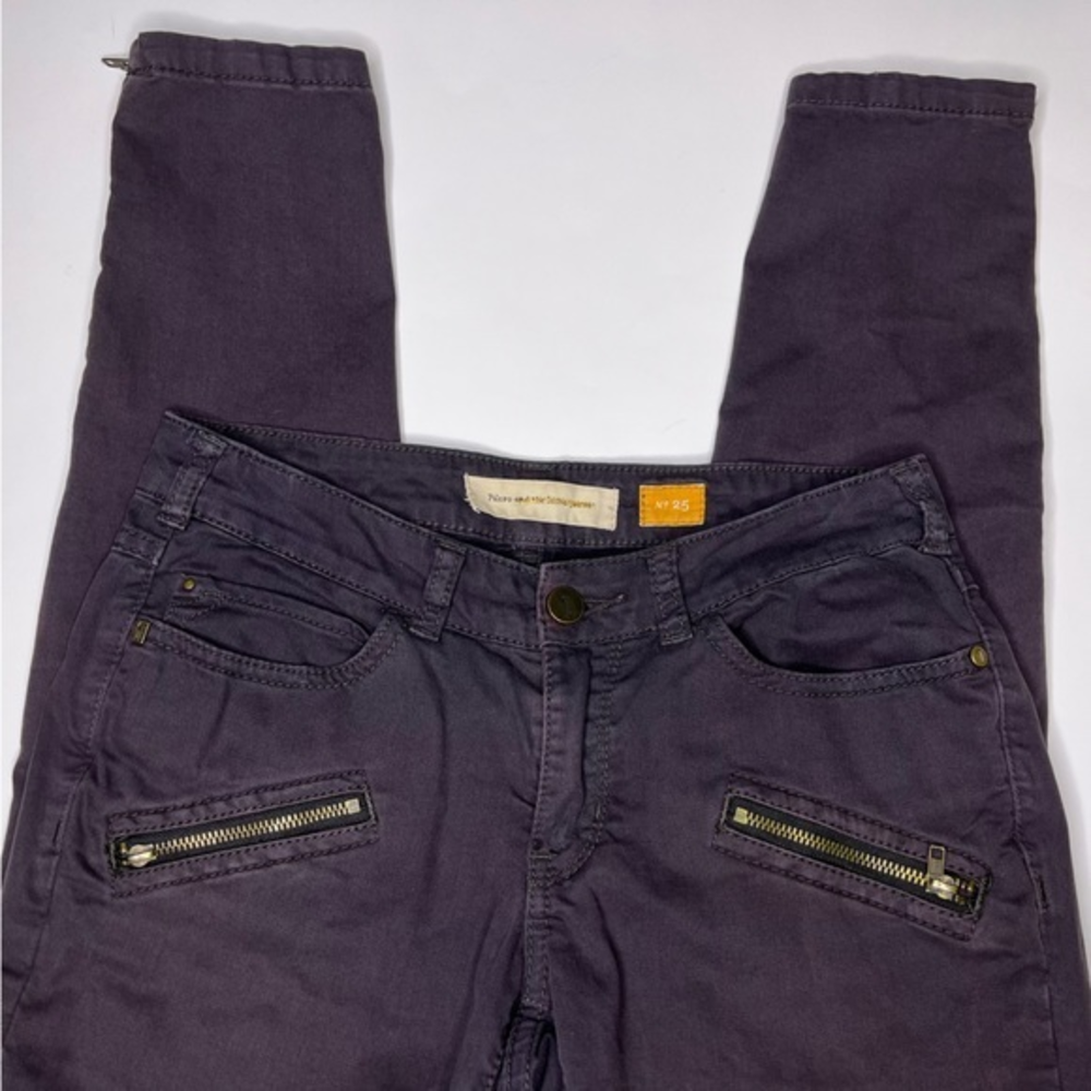 Pilcro and the Letterpress Brown Moto Skinny‎ Jeans Zipper Pockets Ankle 25
